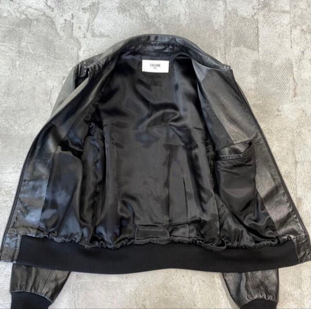 CELINE 19SS ラムスキンラインストーンレザージャケット