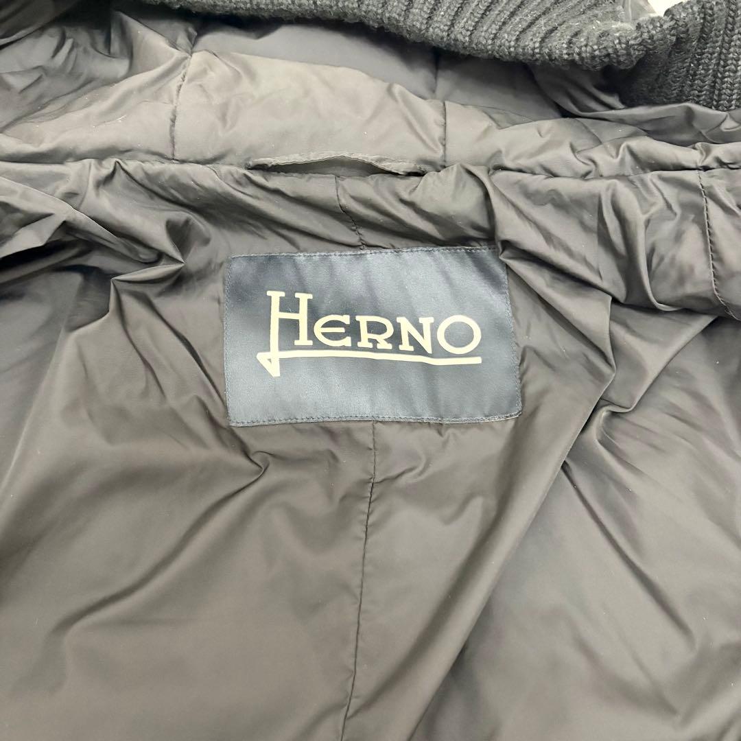 【美品】HERNO ヘルノ　ダウンジャケット　ブラック　ニット　46 L