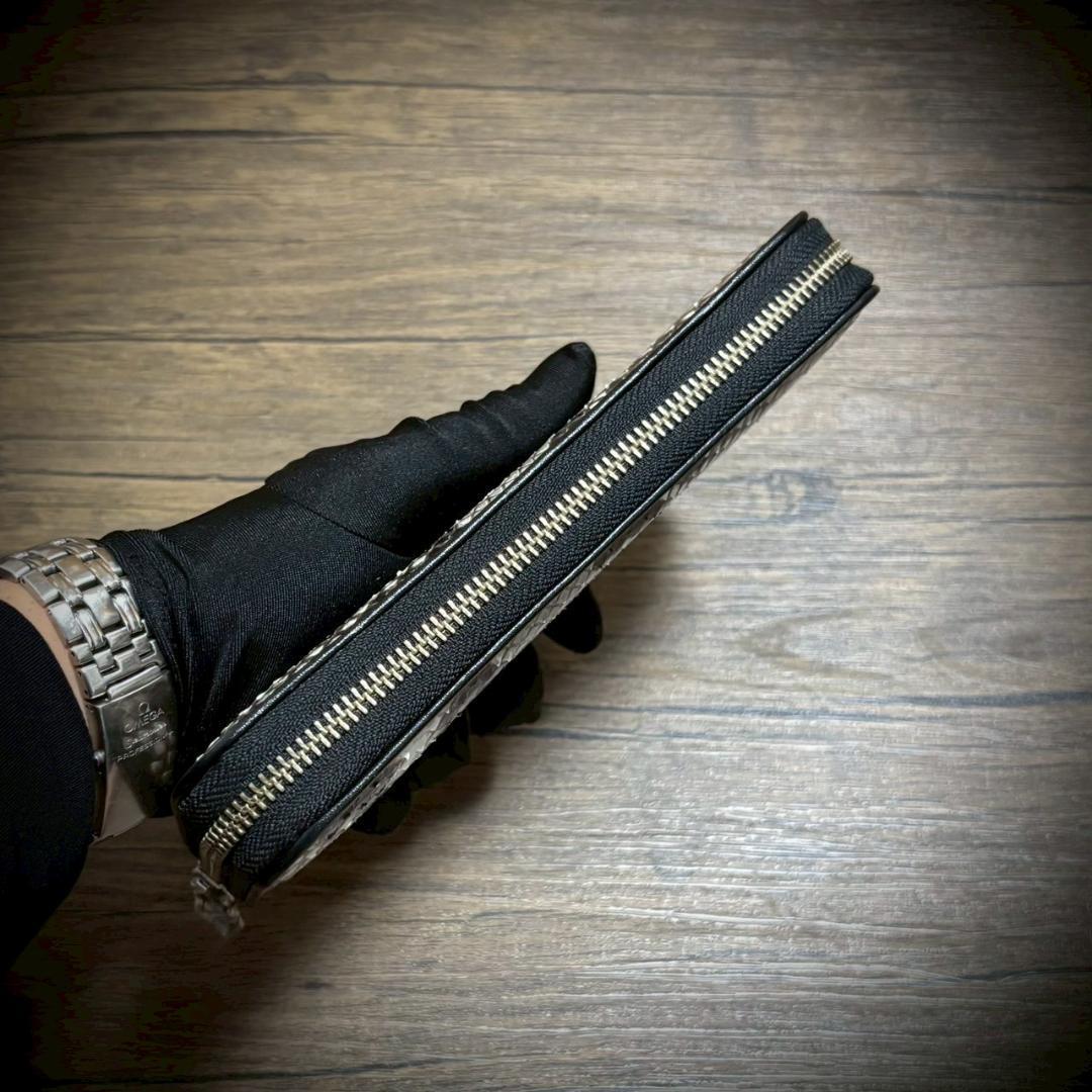 パイソン レザー 長財布 財布 蛇革 カード15枚 大容量 ナチュラル