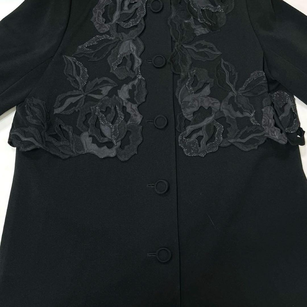 【タグ付き】《Ms.REIKO》レディース　ケープ風ミドル丈コート　ブラック