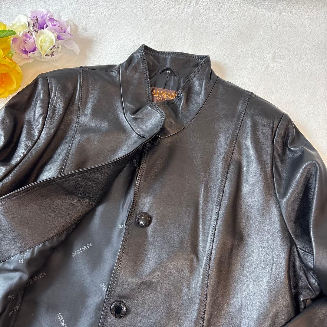 極美品✨BALMAN バルマン レザージャケット ブルゾン ラムレザー 17号