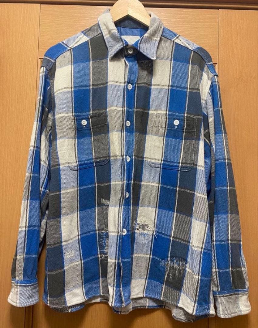美品 BOW WOW REPAIR AGEING FLANNEL SHIRTS