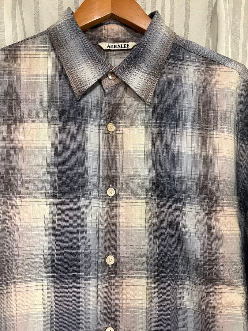 オーラリー 24AW SUPER LIGHT WOOL CHECK SHIRT