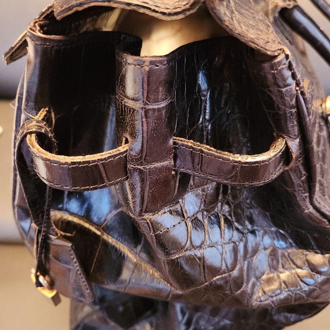 美品　キタムラ2　ボストンバッグ　マットクロコ　南京錠 クロシェット ブラック