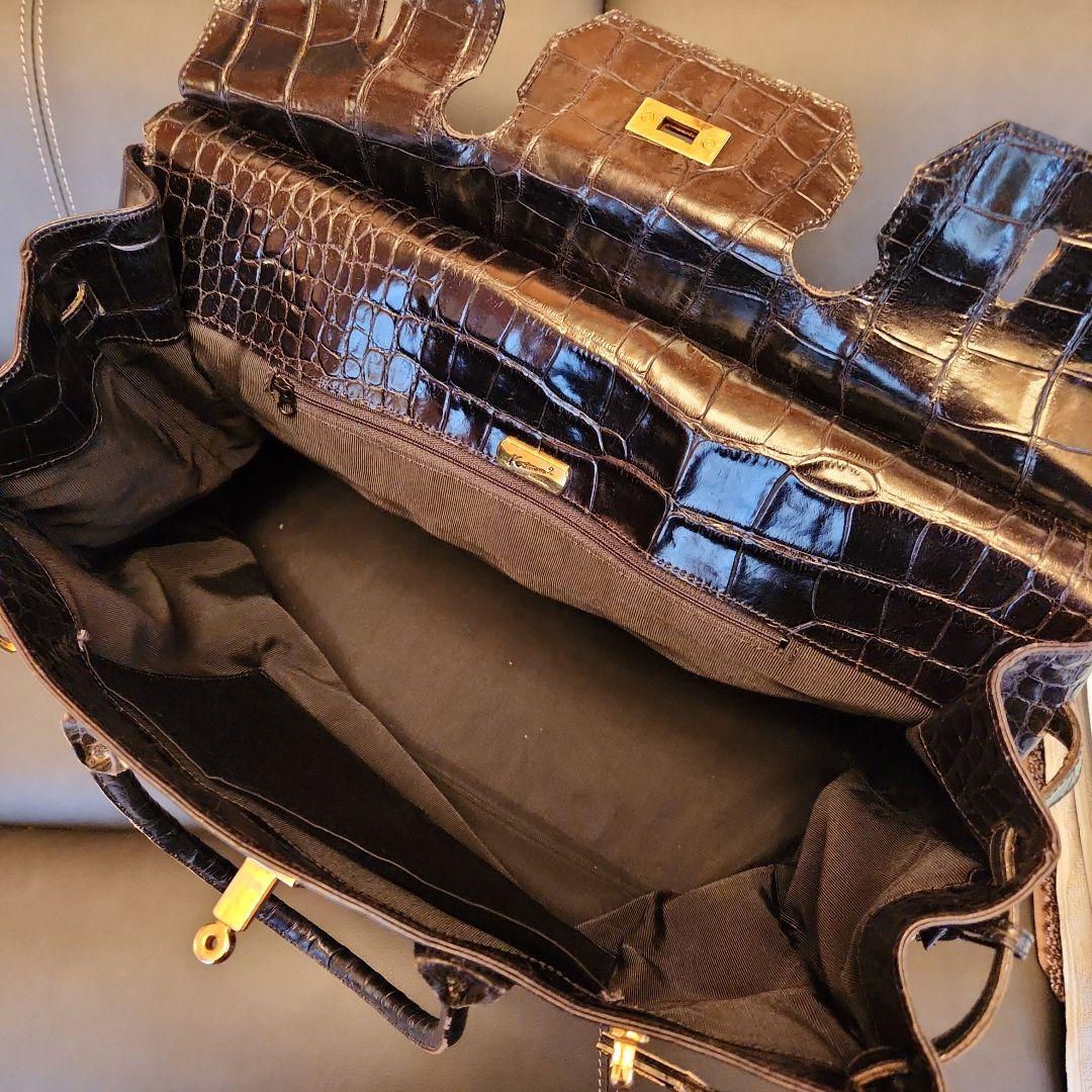 美品　キタムラ2　ボストンバッグ　マットクロコ　南京錠 クロシェット ブラック