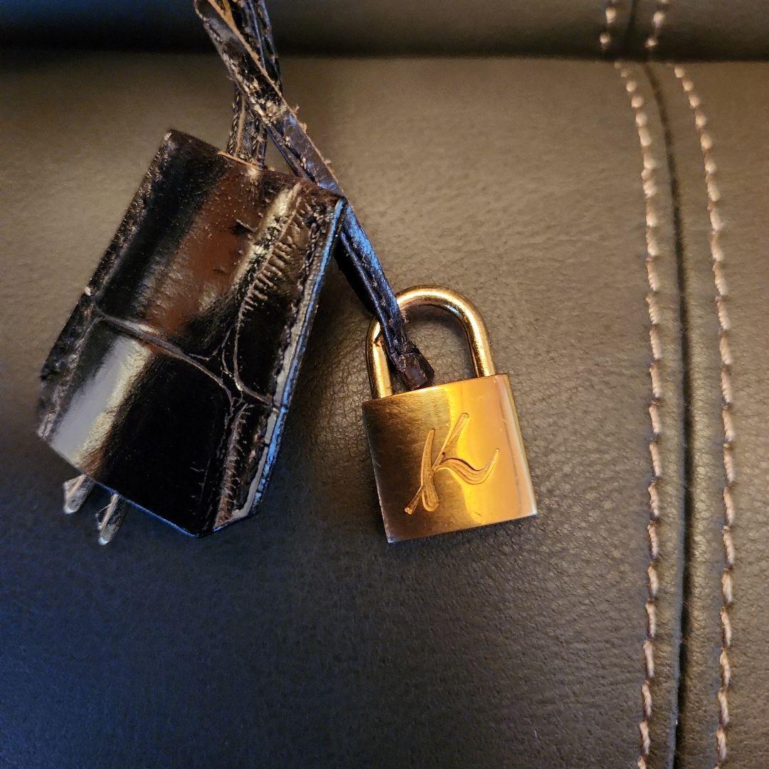 美品　キタムラ2　ボストンバッグ　マットクロコ　南京錠 クロシェット ブラック