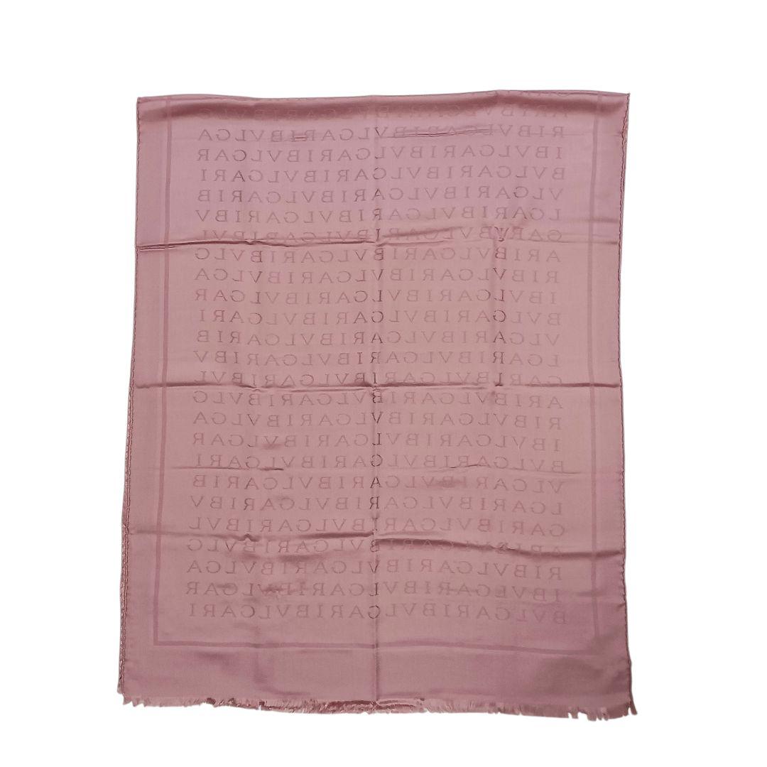 【未使用品】ブルガリ ストール ロゴマニア シルク ウール ピンク