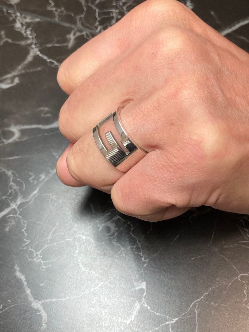 [1-F] GUCCI / Silver925 / 16号 Gロゴ リング