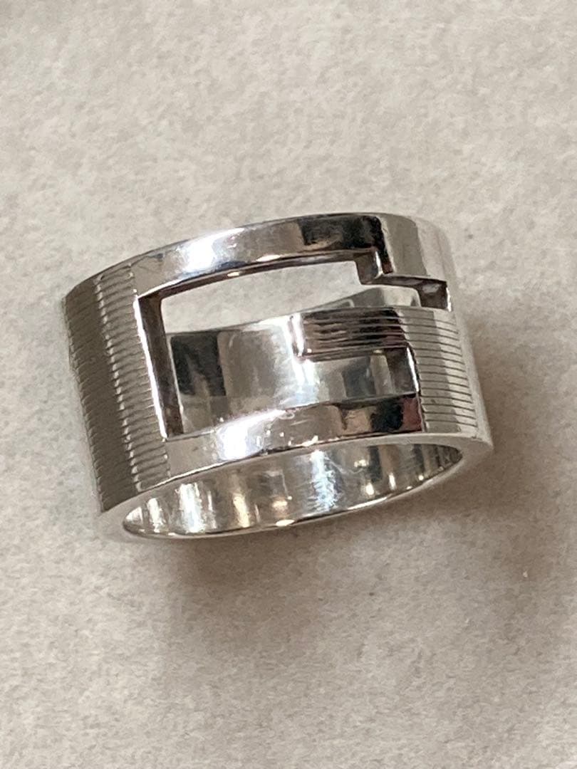 [1-F] GUCCI / Silver925 / 16号 Gロゴ リング