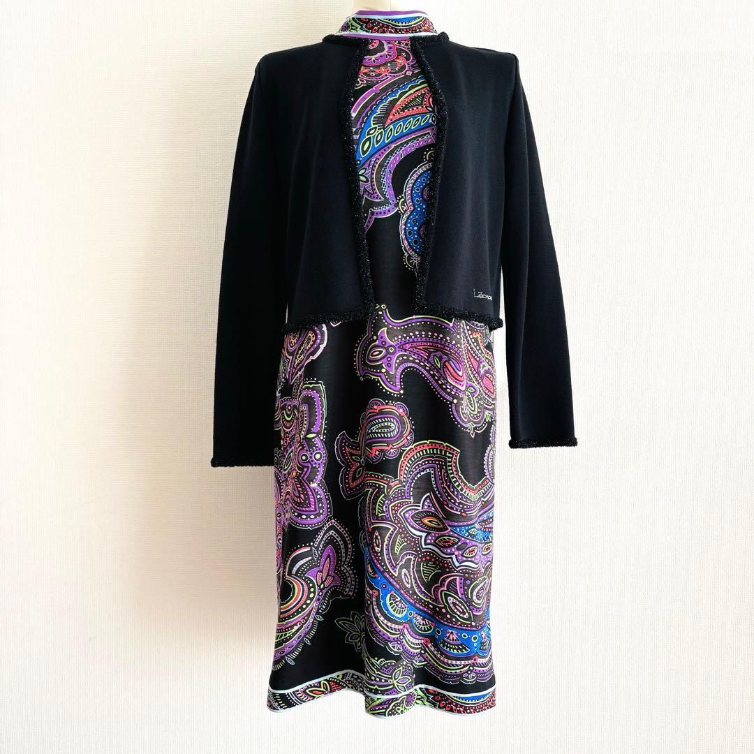 週末お値下★カタログ掲載★LEONARD★ ウールペイズリー柄ワンピース40