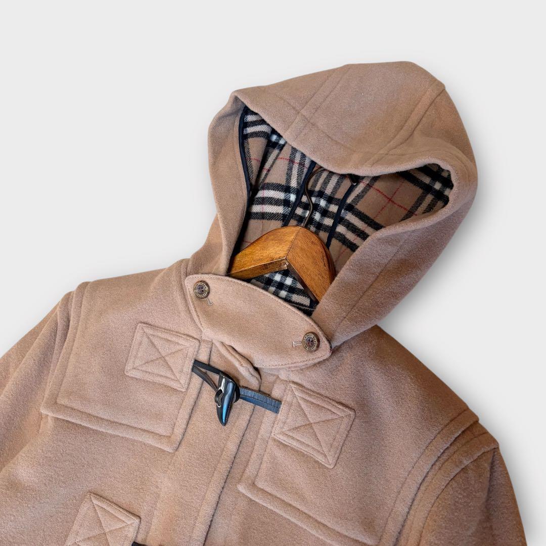 バーバリーブルーレーベル ノバチェック ダッフルコート キャメル 38 M