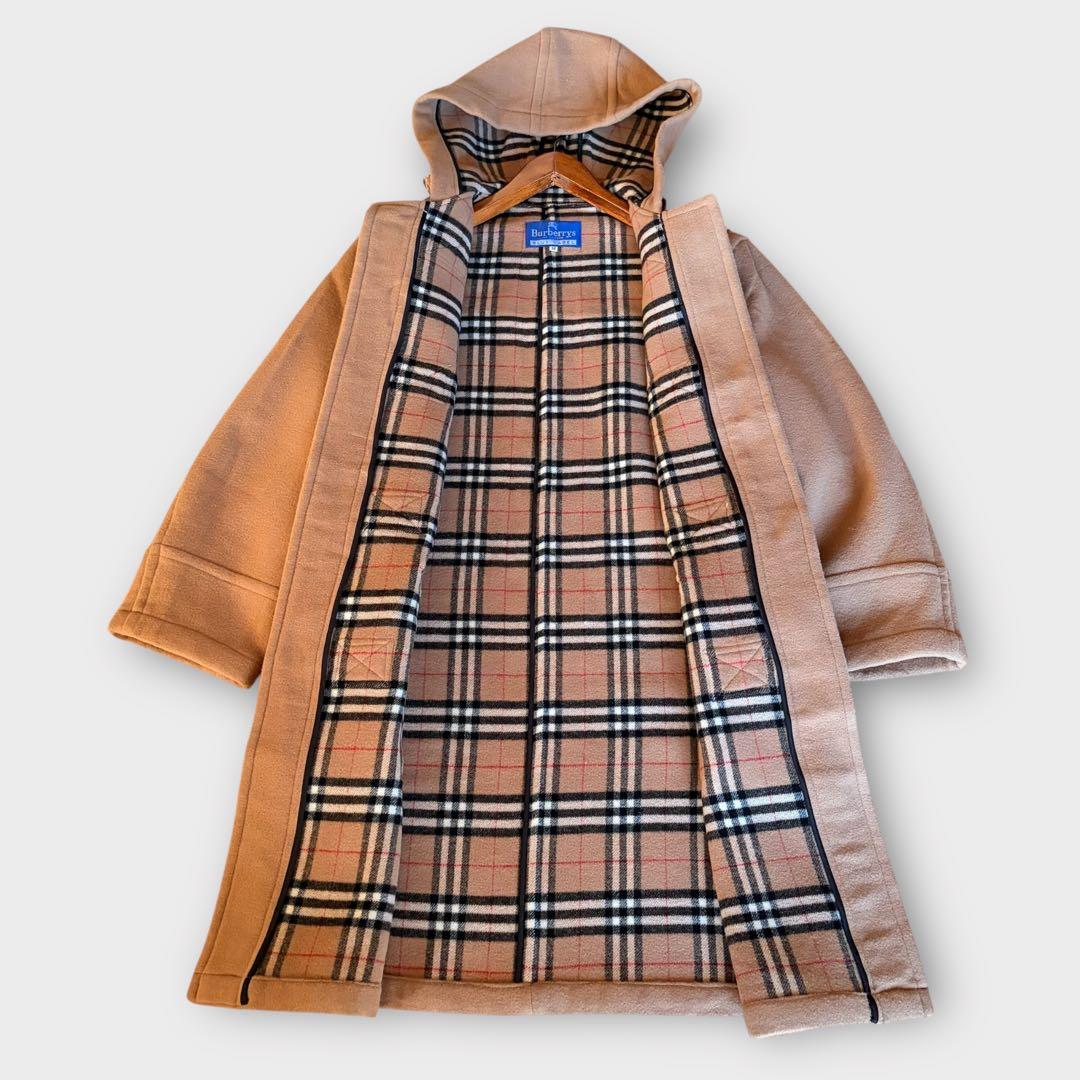 バーバリーブルーレーベル ノバチェック ダッフルコート キャメル 38 M