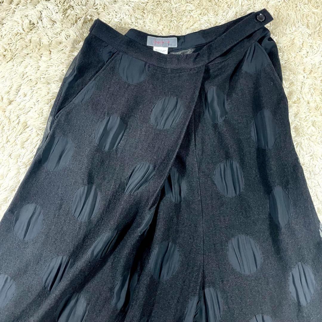 ✨美品　ヨウジヤマモト プリュスノアール　ガウチョパンツ　巻きパンツ　水玉　3