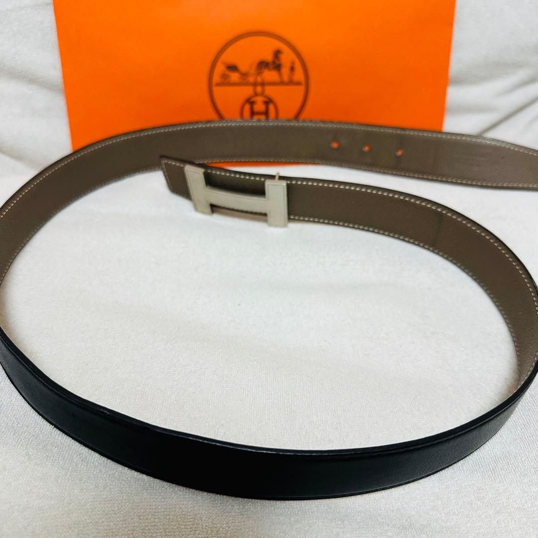 こ*ょ様 エルメス ブラウンレザーベルト H型バックル