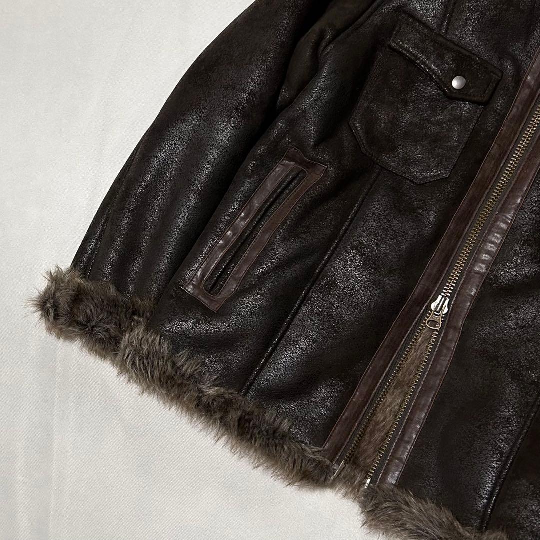 00s フェイクムートン ファー ライダース B3 トラッカージャケット お兄系