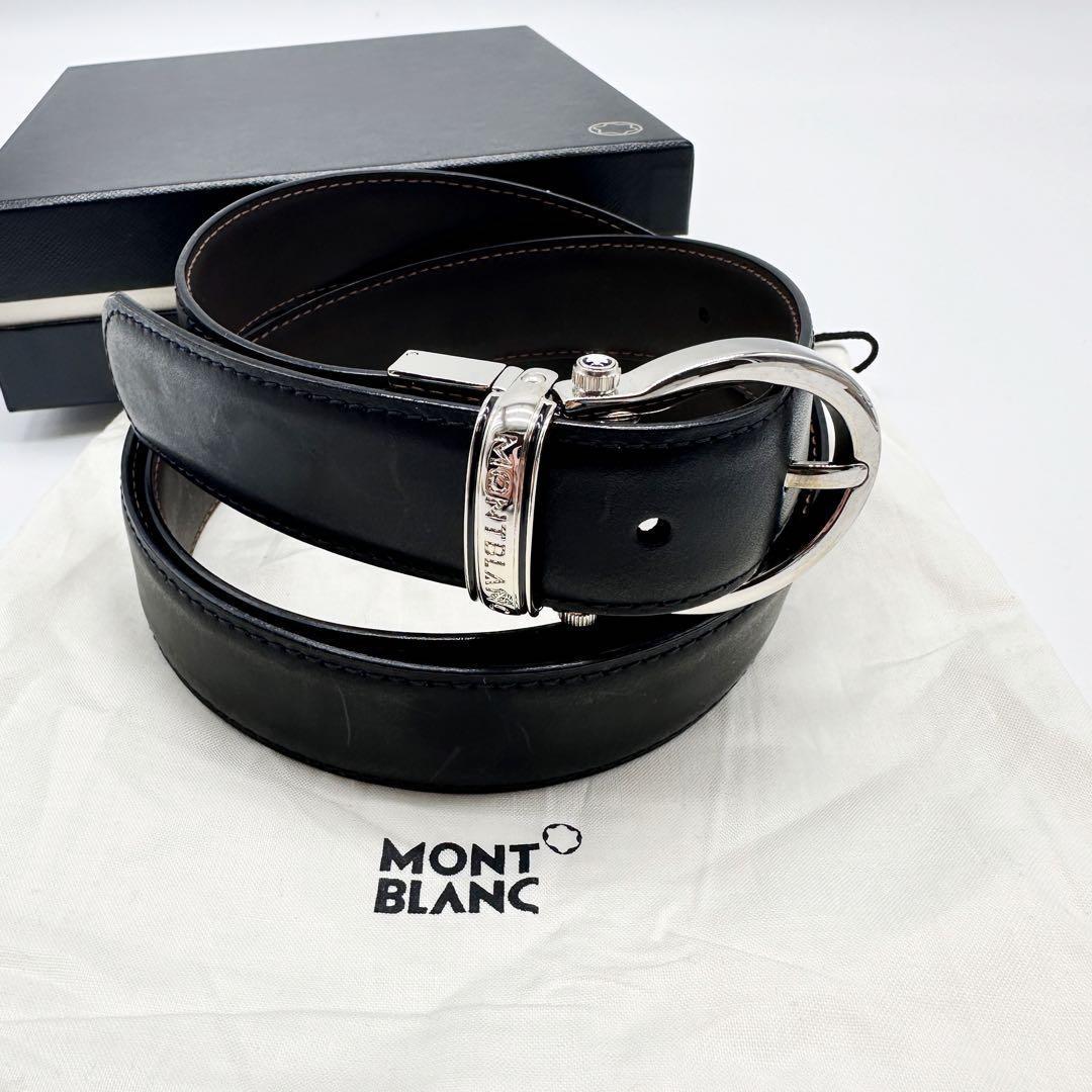 美品☆Mont Blanc モンブラン ブラック レザー ベルト☆B34