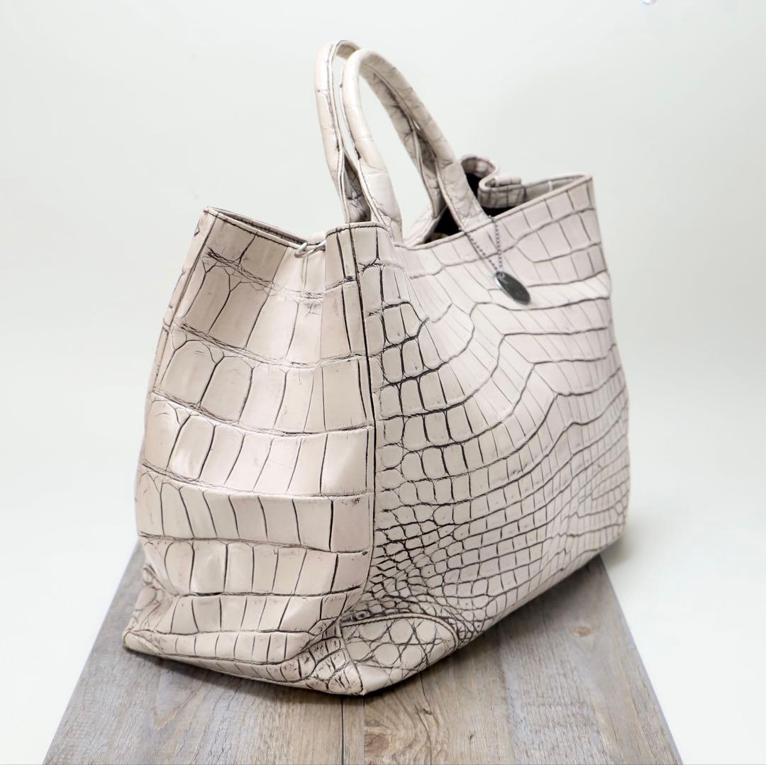 極美品JRA認定　クロコダイル目地染ボストン、トートバッグ、大きめバック