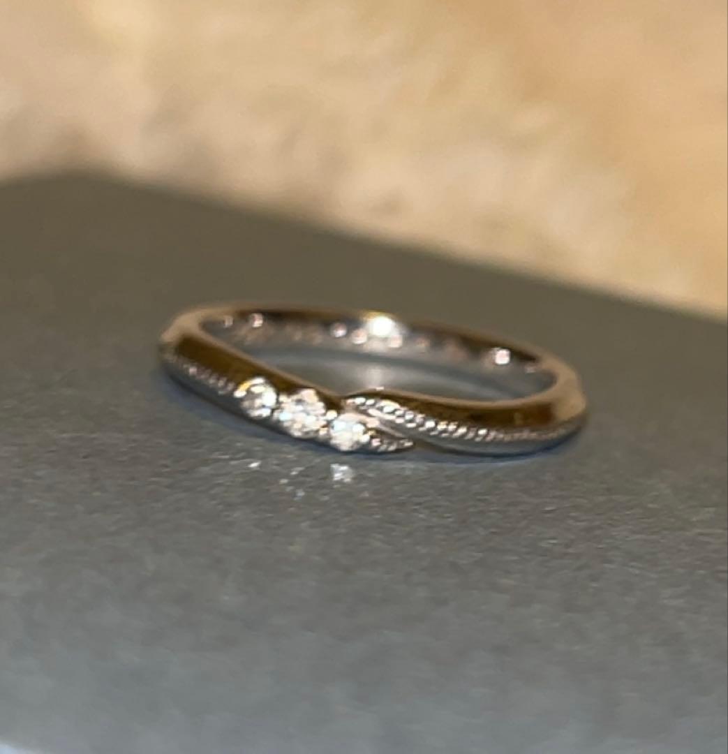 Pt900 ダイヤモンド リング 0.061ct ミル打ち ブライダルリング