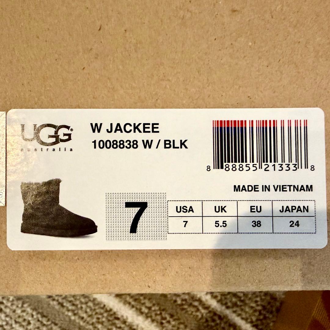 UGG australia リボン ムートン ショートブーツ 黒 24cm