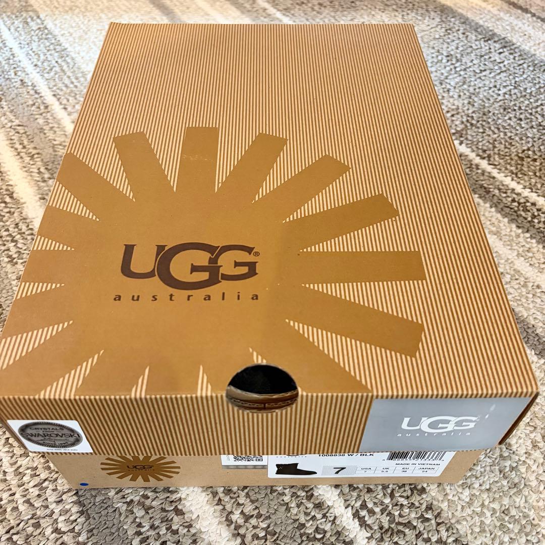 UGG australia リボン ムートン ショートブーツ 黒 24cm