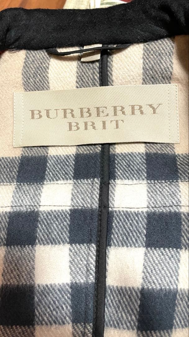 BURBERRY BRIT ダッフルコート ウール　ノバチェック　ブラック　40