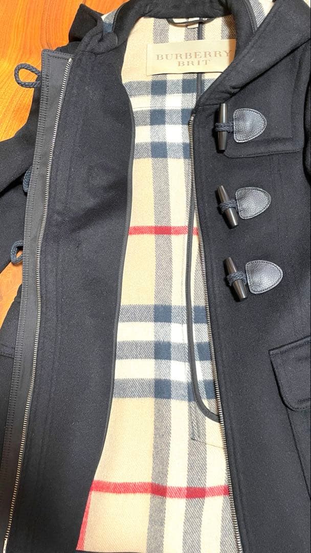 BURBERRY BRIT ダッフルコート ウール　ノバチェック　ブラック　40