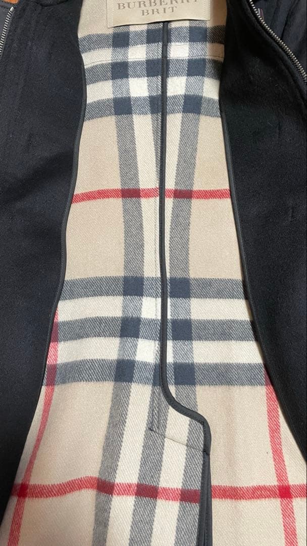 BURBERRY BRIT ダッフルコート ウール　ノバチェック　ブラック　40