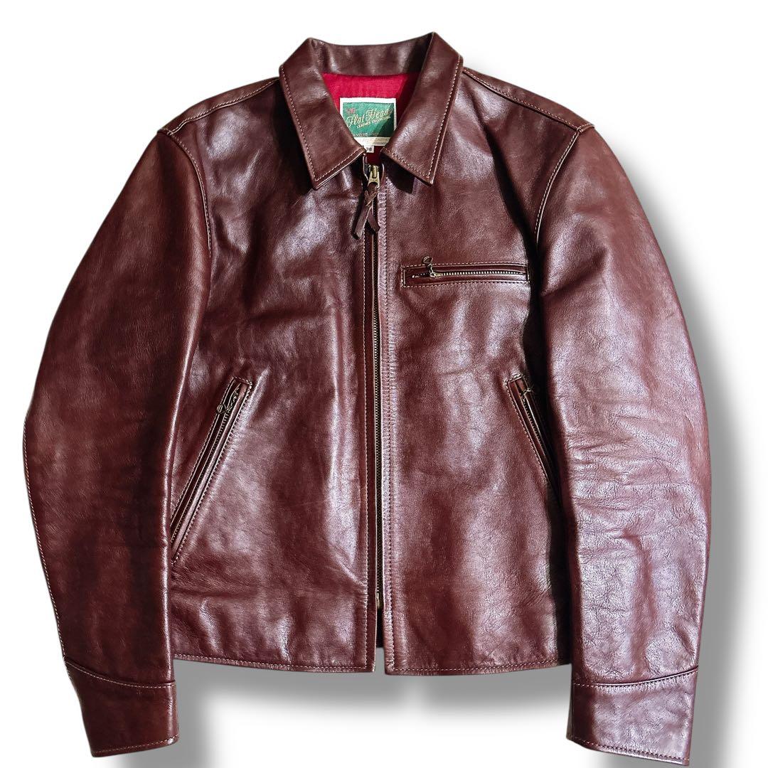 美品 フラットヘッド ホースハイド シングル ライダース レザージャケット 38