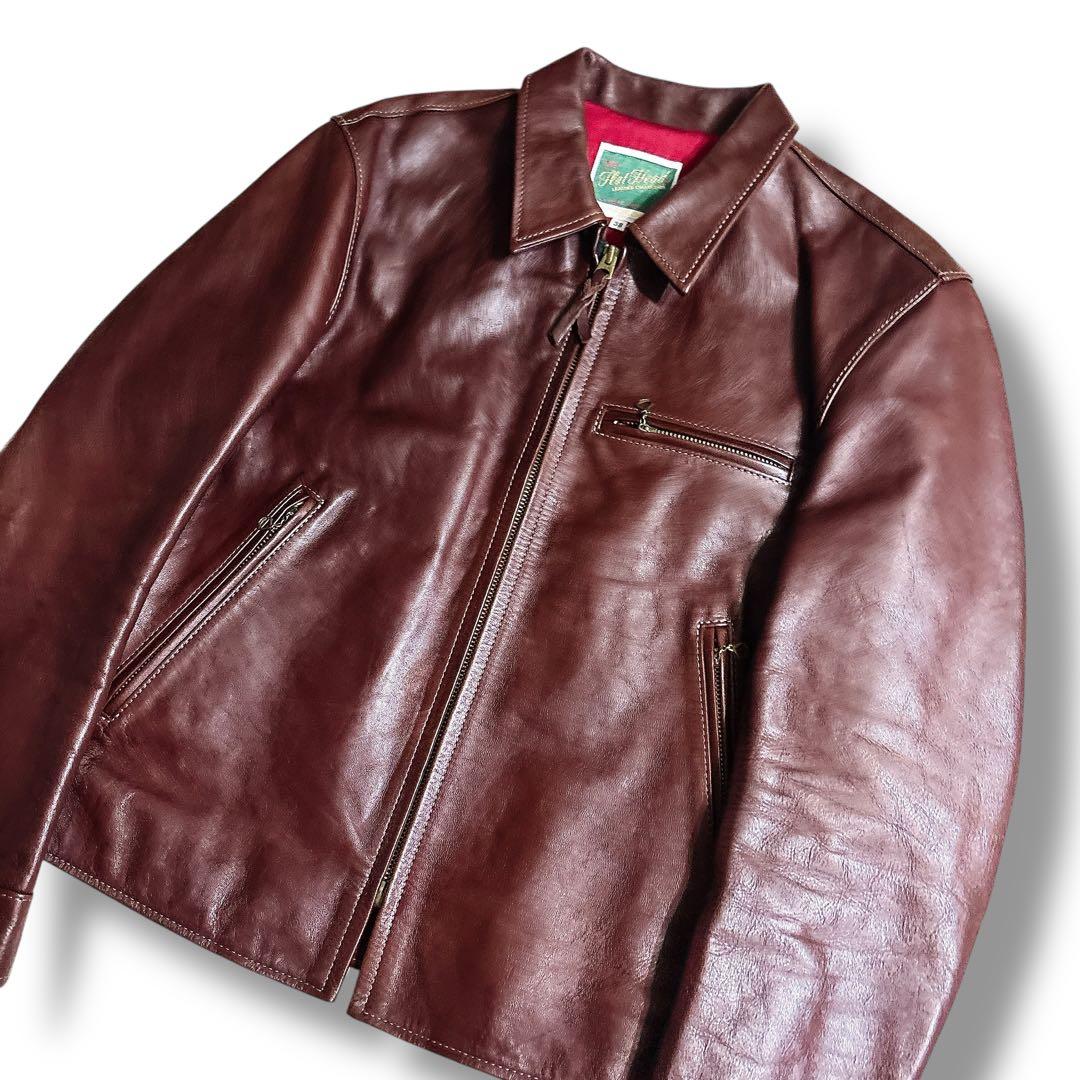 美品 フラットヘッド ホースハイド シングル ライダース レザージャケット 38