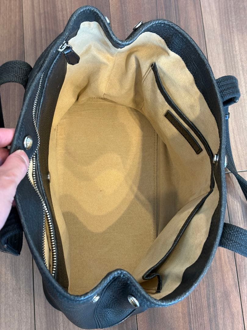 ダークグレー レザー トートバッグ