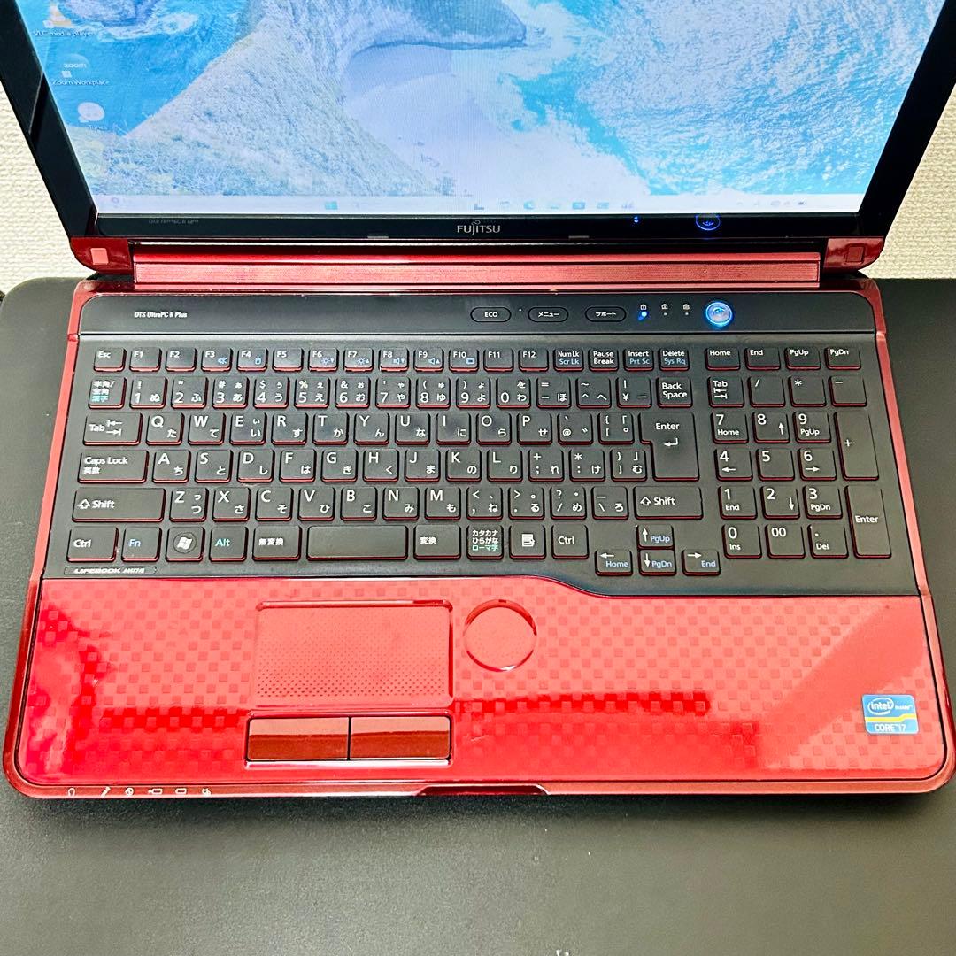 富士通 ブルーレイ搭載 Win11 Core-i7 SSD快速起動 レッド