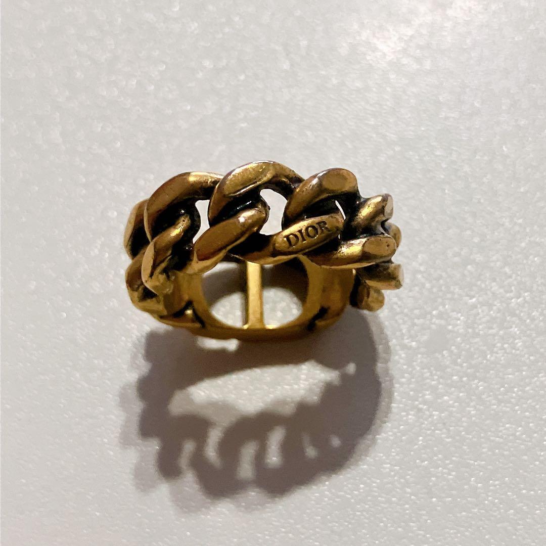 【正規品、あんしん鑑定】 Dior ゴールド チェーン リング 指輪
