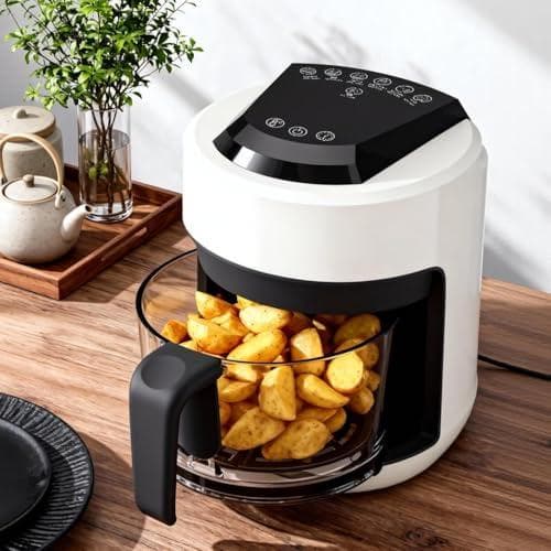 C-J-W ノンフライヤー エアフライヤー 一人用 油なし 可視化 ガラスポッp