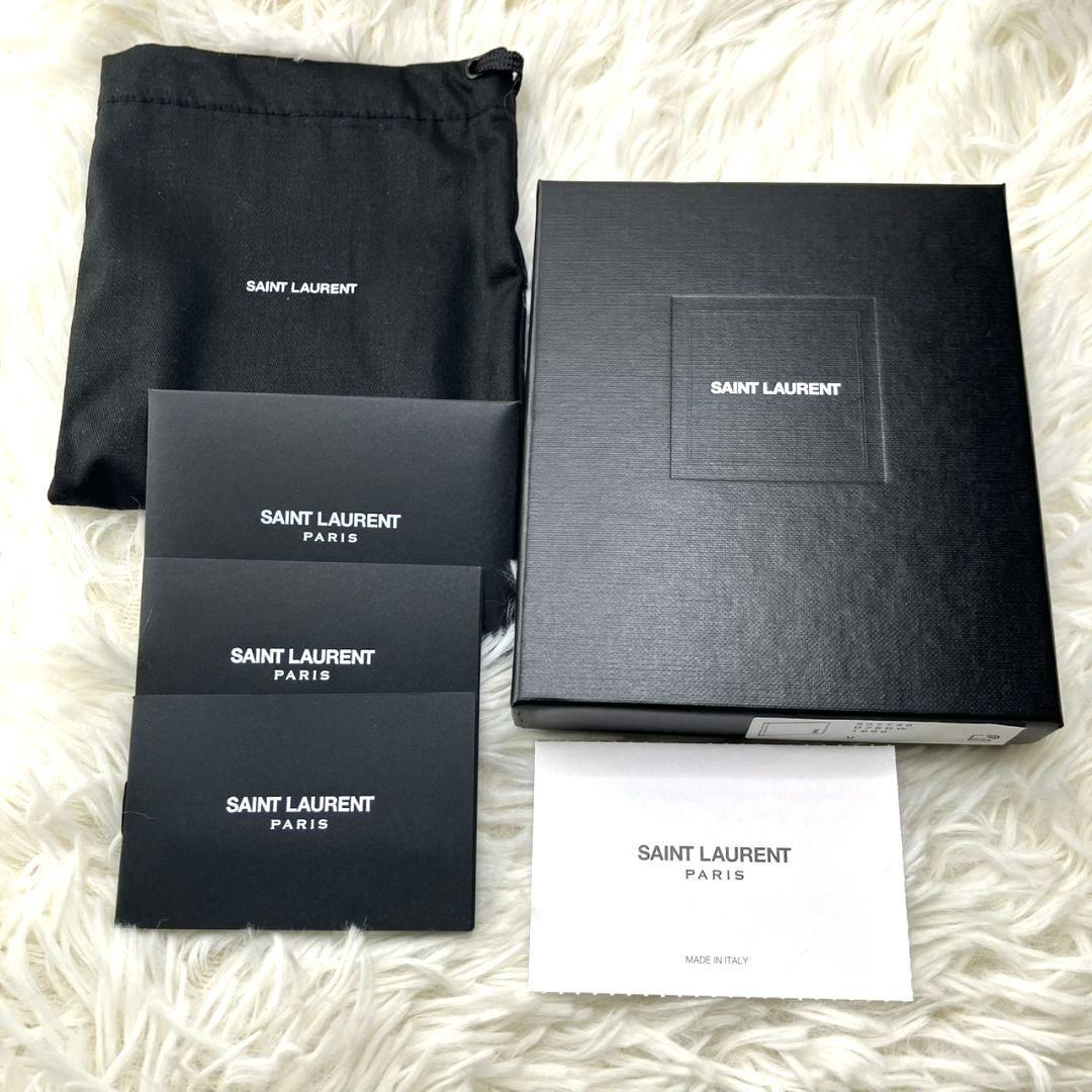 未使用級✨SAINT LAURENT マネークリップ　クロコ型押し　YSL 黒
