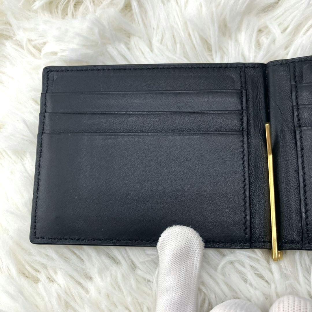 未使用級✨SAINT LAURENT マネークリップ　クロコ型押し　YSL 黒