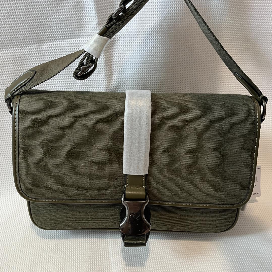 未使用 COACH CU041 メッセンジャーバッグ シグネチャー カーキ