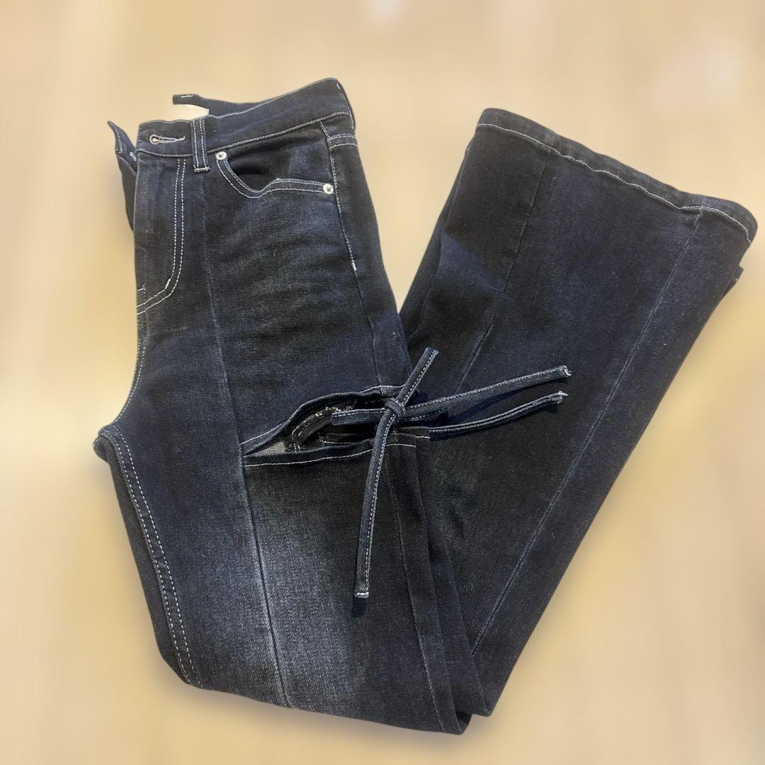 RESEXXY カットアウトリボンデニムパンツ ブラック S