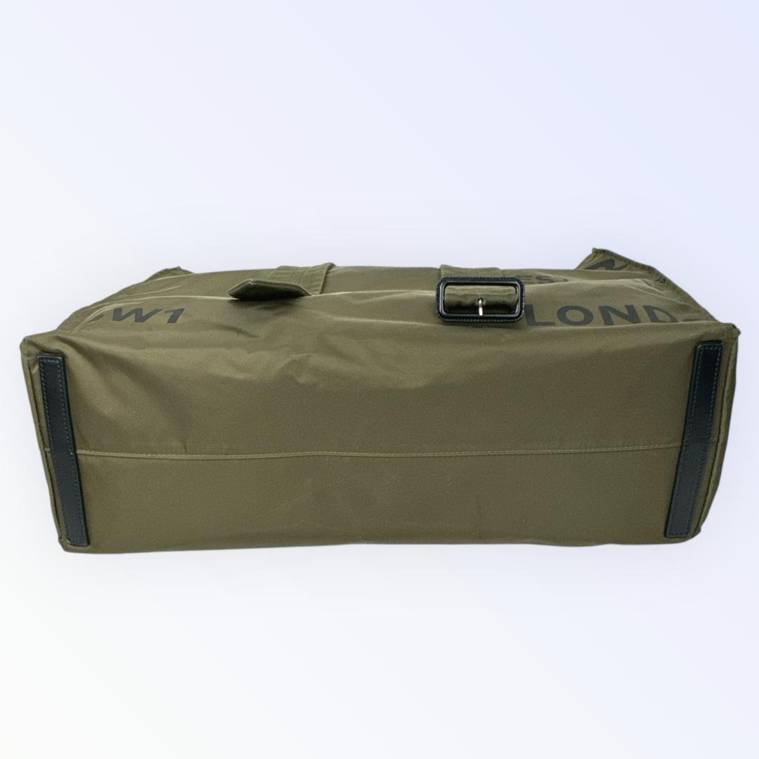 BURBERRY バーバリー トートバッグ ロゴプリント ナイロン カーキ