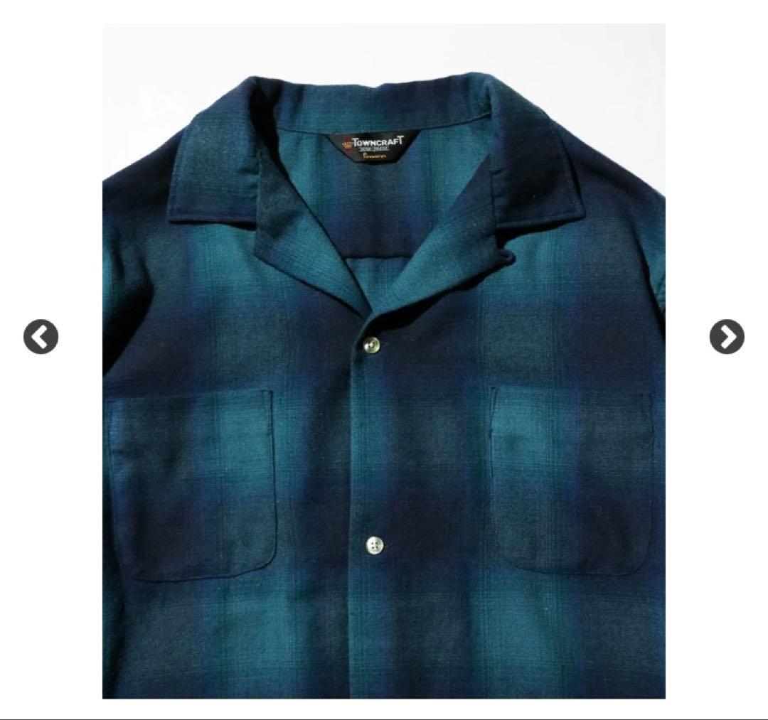 【ほぼ未使用】タウンクラフト 60S オンブレチェックシャツ ブルー M