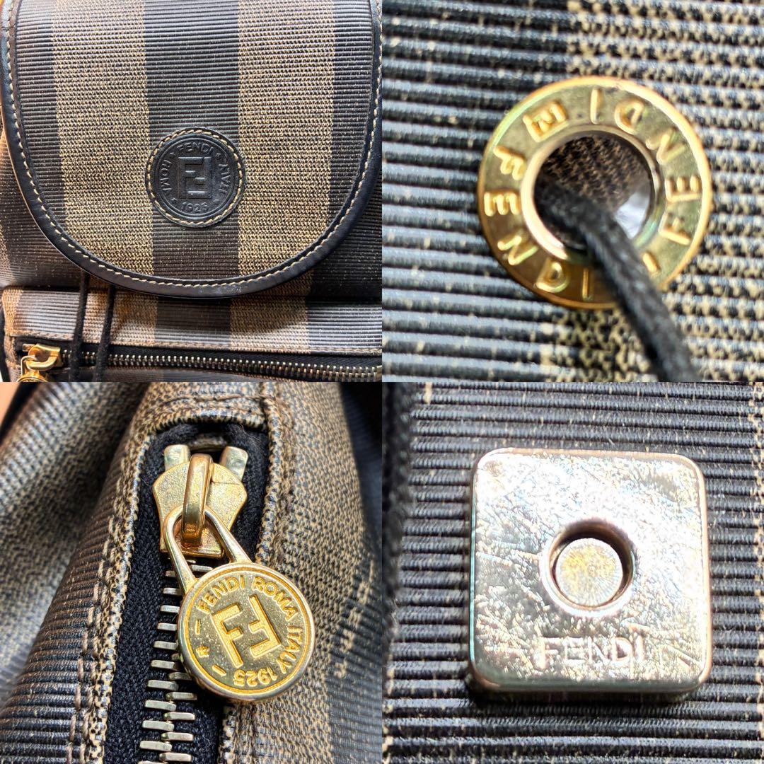 【希少】FENDI リュック ペカン柄 バックパック 巾着 レザー PVC 黒