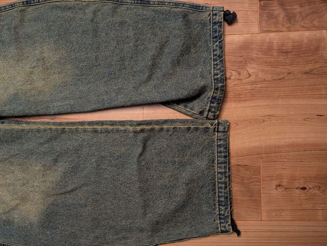 UNISEX ATMARKトライバルクラウン ロゴバギーデニム セットアップ可能