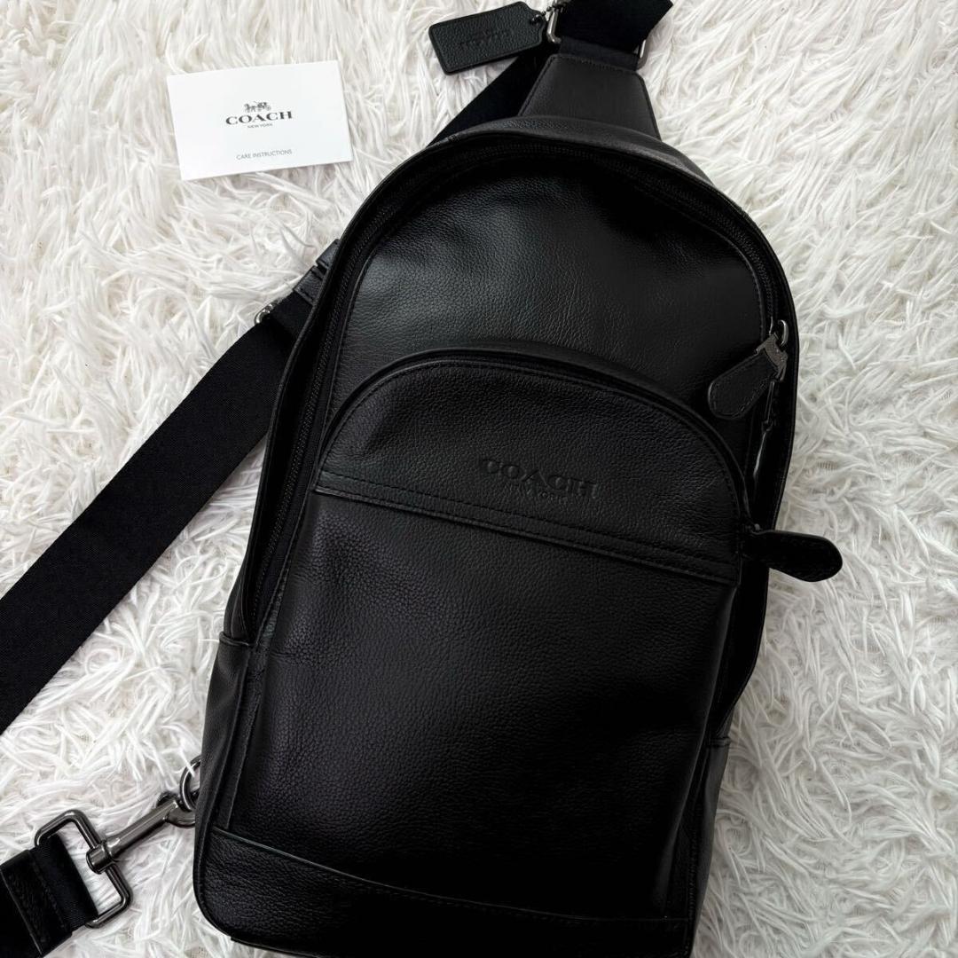 未使用級✨コーチ COACH ボディバッグ ショルダーバッグ スリング レザー黒
