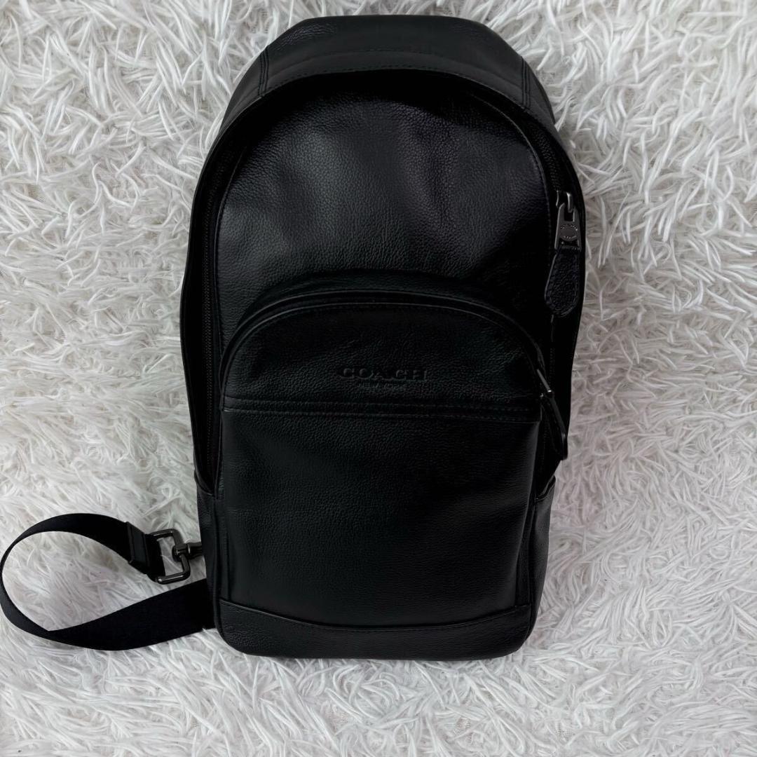 未使用級✨コーチ COACH ボディバッグ ショルダーバッグ スリング レザー黒