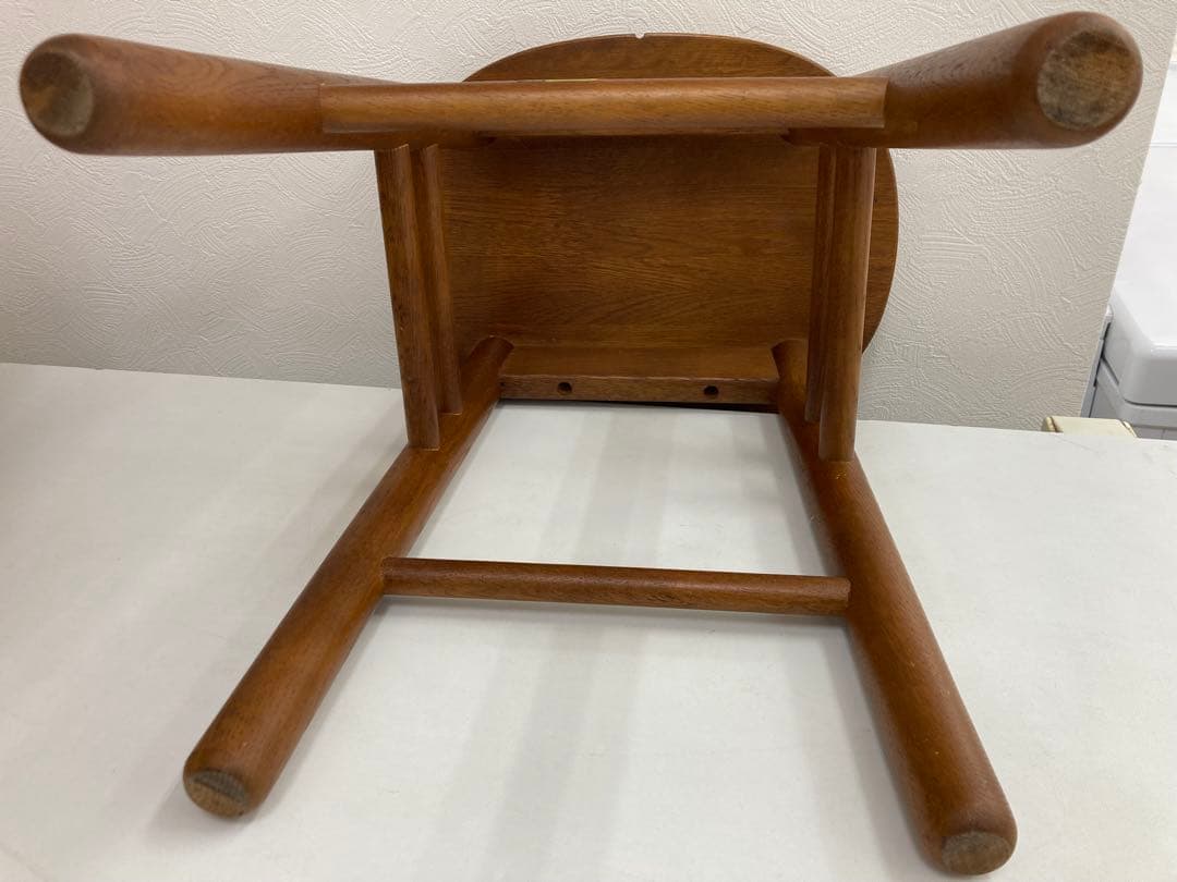 【希少】オールドカリモク 木製丸型スツール　頑丈　高級家具　日本製