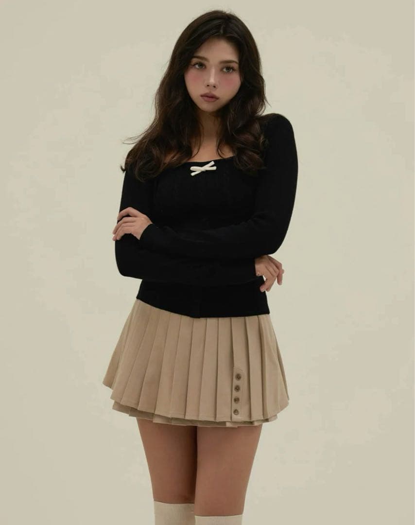 トップス andmary Sharon ribbon tops black