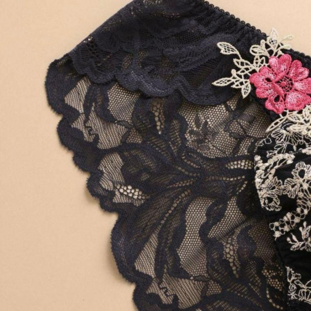 フェミニンメンズTバック総レースフルバックショーツセット　Ｌ　ブラック