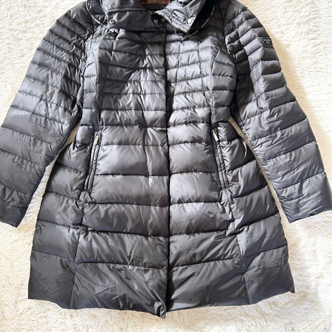 BALMAIN ダウンコート ブルーフォックスファー ダウン95% ブラック