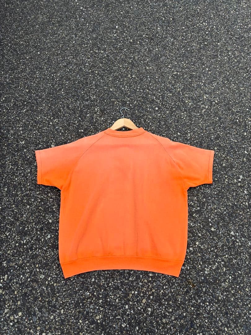 50s 60s ヴィンテージ 半袖スウェットフェード 片爪ジップ 希少 オレンジ