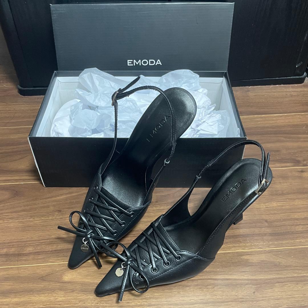 【試着のみ】EMODA レースアップリボンパンプス