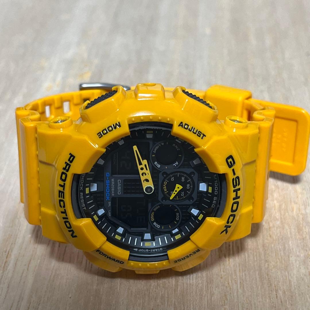 【人気モデル！売れ筋イエロー★完動美品】G-SHOCK GA-100A アナデジ